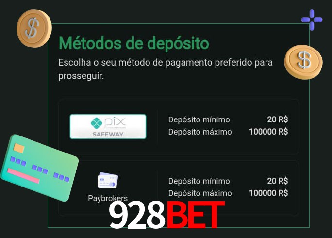 O cassino 928bet oferece uma grande variedade de métodos de pagamento